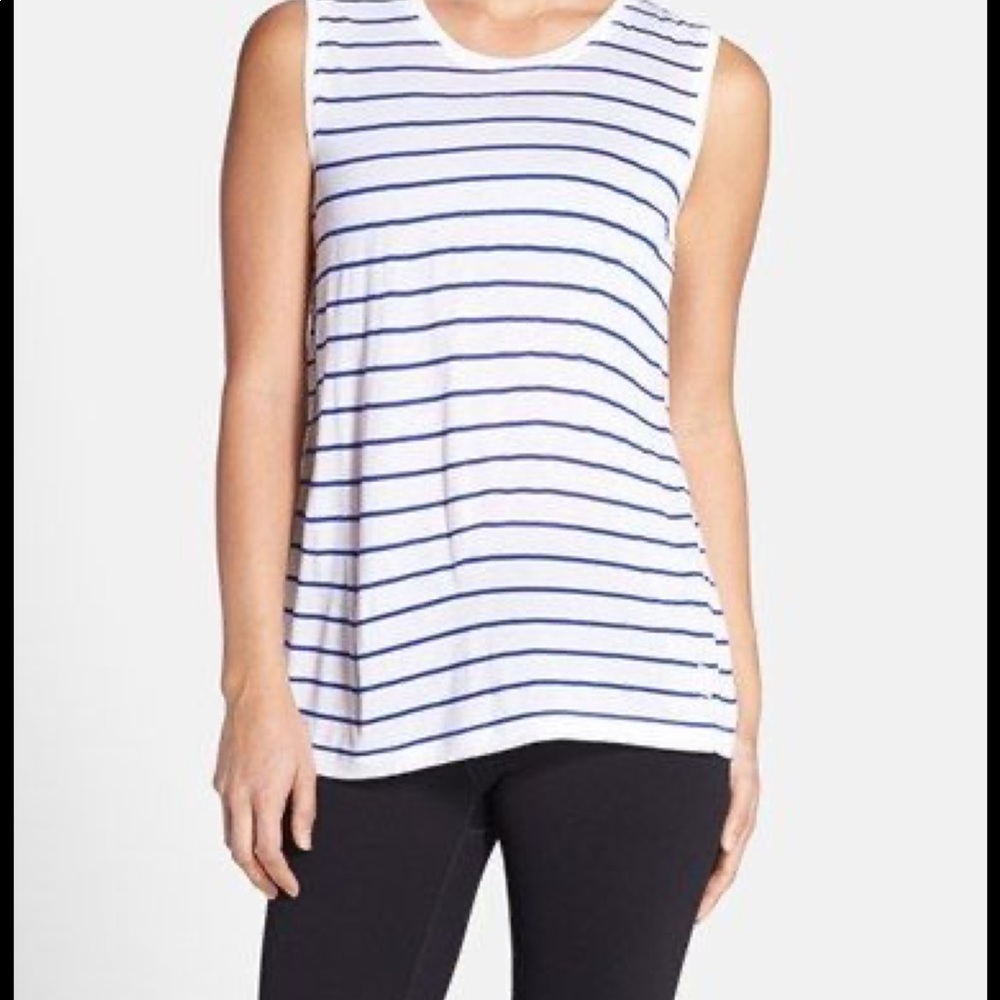 Lorna Jane striped open back mesh Carey striped active shirt